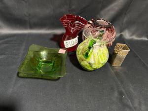lot 13 image: Selection of Vintage Glass and Metal Items - Includes 4 Pieces