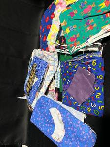lot 52 image: Assorted Fabric Scraps - Colorful Patterns and Textures
