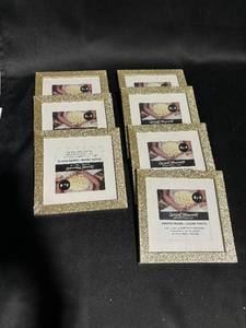 lot 114 image: Set of 8 Gold Glitter Photo Frames - 4x4 Inch