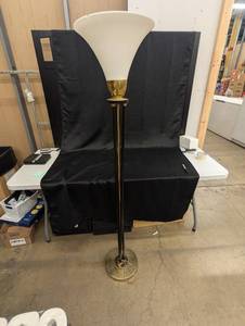 lot 120 image: Floor Lamp with White Shade and Gold Accents - Used