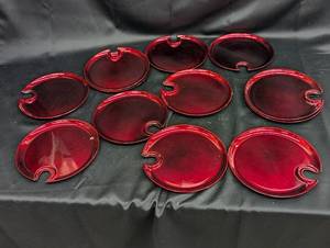 lot 137 image: Set of 10 Crate and Barrel Red Glass Ashtrays - Stylish Design
