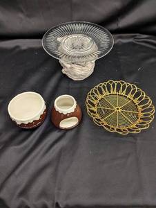 lot 147 image: Set of 4 Unique Decorative Kitchen Items - Chocolate Themed Bowl, Burner & More