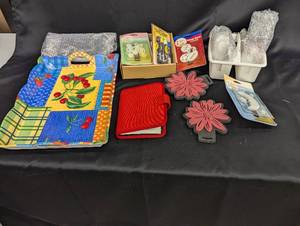lot 156 image: Assortment of Craft Supplies and Decorative Tray