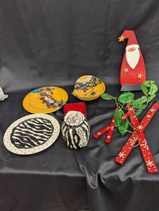 lot 161 image: Assortment of Decorative Plates and Festive Decor - Includes Zebra Design