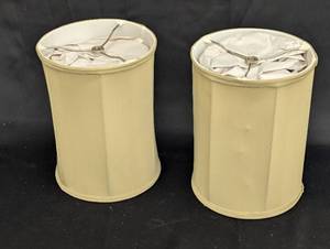 lot 166 image: Pair of Vintage Fabric Drum Lampshades - Neutral Color