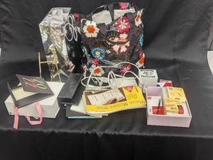 lot 172 image: Assortment of Office Supplies and Accessories in Floral Tote Bag