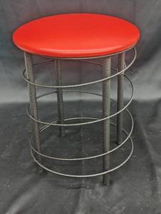 lot 176 image: Industrial-Style Red Cushioned Bar Stool