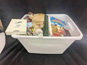 lot 178 image: Assortment of Childrens Books and Plush Toys in Storage Bin