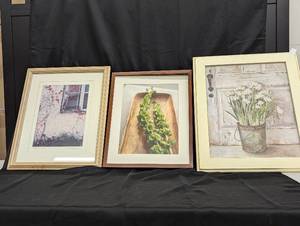 lot 187 image: Set of 3 Framed Artwork Prints - Nature and Floral Themes