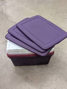lot 193 image: Set of 6 Storage Bins with Lids - Assorted Colors