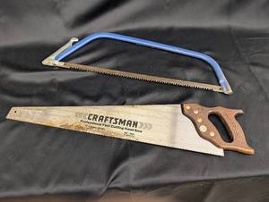 lot 222 image: Set of 2 Vintage Craftsman Saws - Hand Saw & Hacksaw
