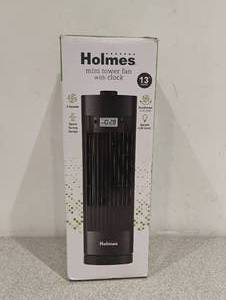 NEW HOLMES MINI TOWER FAN WITH CLOCK