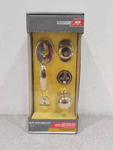 NEW ACE PREMIUM POLISHED BRASS ENTRY DOOR HANDLE SET