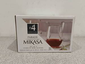 NEW MIKASA PARKER STEMLESS WINE GLASSES