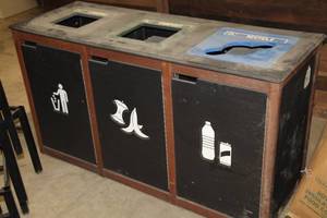 lot 586 image: 3-bin GarbageRecycle Bin