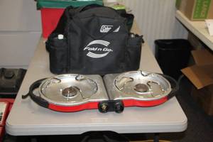 lot 525 image: Coleman Fold n Go Propane Portable 2-Burner Stove with Case