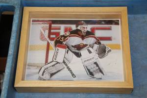 lot 566 image: Minnesota Wild Hockey Goalie #35 Photo, Framed