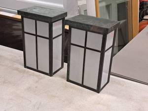 lot 607 image: Lot of (2) MetalGlass Wall-Mount Light Fixtures