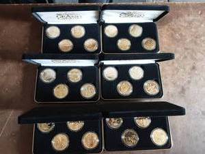 6-Sets Of Grand Casino Collector 5$ Coins Wildlife Series 1995, 1997, 1997-1998