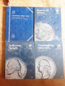 Albums Jefferson Nickels, Mercury Dimes, Roosevelt Dimes, Washington Quarters. NO COINS