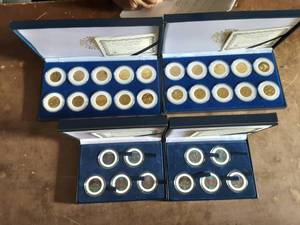 4-Sets Of State Quarters Painted & Gold Plated