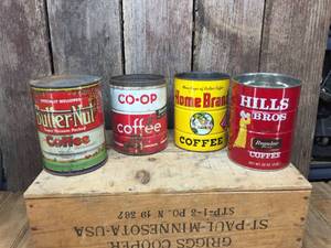 lot 125 image: 4 Vintage 2 Lb Coffee Cans