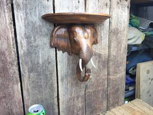 lot 136 image: Wooden Elephant Wall Shelf