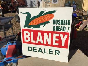 lot 157 image: Blaney Bushels Ahead 2 Pc Dealer Sign