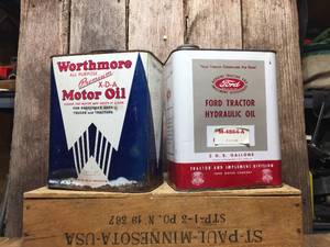 lot 169 image: Vintage Ford - Worthmore 2 Gallon Oil Cans