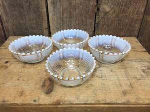 lot 174 image: 4 Northwood Gilded Opalescent Drape Berry Bowls