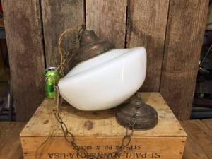 lot 212 image: Vintage Schoolhouse Hanging Light Fixture