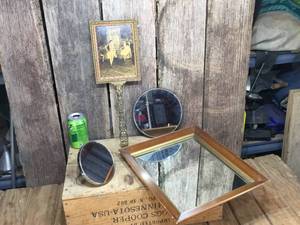 lot 217 image: 4 Vintage Mirrors - Vanity - Beveled - Framed