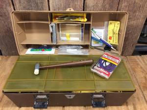 lot 230 image: Large Tackle Box with Gun Cleaning Supplies