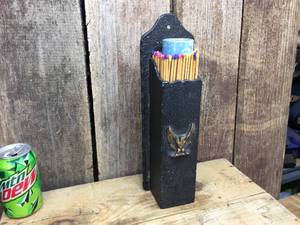 lot 245 image: Vintage Metal Long Wooden Match Holder