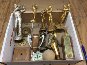 lot 256 image: Vintage Golf Trophy Parts - Real Metal