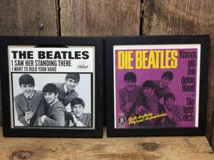 lot 264 image: 2 Framed Beatles 45s - English & German