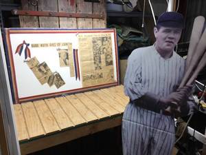 lot 267 image: Babe Ruth Newspaper Collage & Cardboard Standup