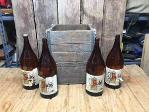 lot 275 image: Wow Vintage Bubs Beer Wooden Crate w4 Bottles