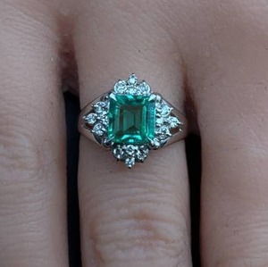 1.25 Carat RARE Natural Colombian Fine Quality Emerald & Natural Diamond Halo Cluster Ring in Platinum $35,470 Appraisal Included w GIA Report VIDEO