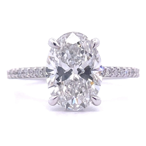 3.19 Carat Oval Diamond Pav Engagement Ring in 14k White Gold w IGI Report VIDEO