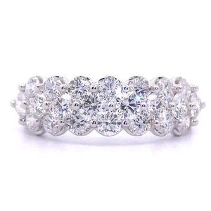 NEW 2 Carat Diamond Multi-Row Cluster Ring in 14k White Gold VIDEO