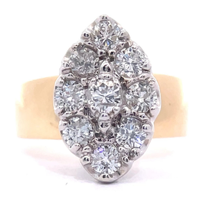 Glistening 1.35 Carat Natural Diamond Marquise Cluster Ring in 14k Yellow Gold VIDEO