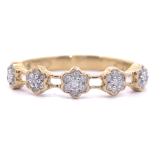 NEW 0.16 Carat Diamond Flower Cluster Double Rail Ring in Yellow Gold VIDEO