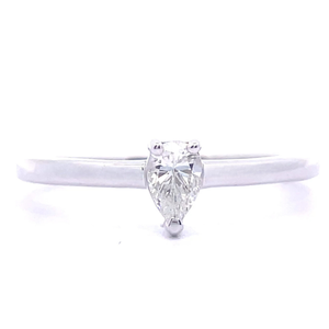 Timeless 0.25 Carat Diamond Pear Solitaire Ring in 14k White Gold VIDEO