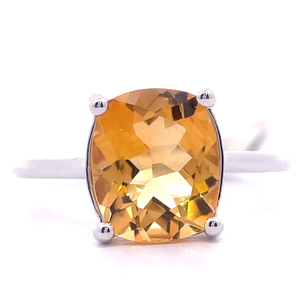 Bold & Vibrant 3 Carat Citrine Solitaire Ring in White Gold VIDEO