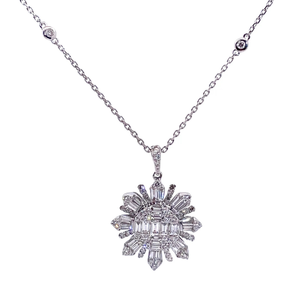 1.01 Carat Natural Diamond Snowflake Pendant Necklace in 14k White Gold $8,320 Appraisal Included