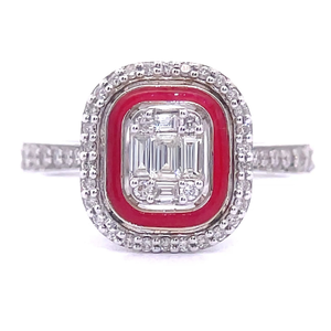 0.50 Carat Natural Diamond Invisible Halo Cluster Enamel Ring in 18k White Gold $6,140 Appraisal Included VIDEO