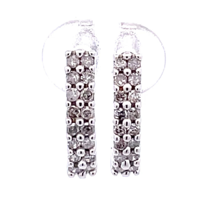 0.33 Carat Diamond Double Row Cluster Small Oblong Hoop Earrings in White Gold
