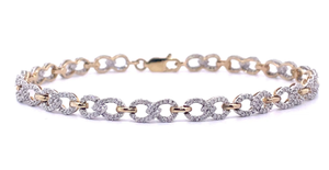 Pav 1 Carat Diamond Love Knot Infinity Symbol Tennis Bracelet in Yellow Gold Retail $2,100 VIDEO