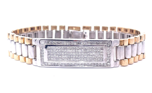 Mens 2.90 Carat Pav Natural Diamond Heavyweight Watch Band Bracelet in 14k Two-Tone Gold - 50.70 Grams $35,290 Appraisal Included VIDEO